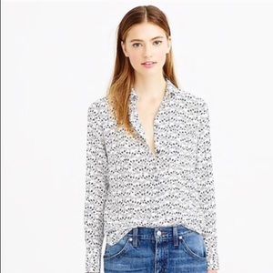 JCrew Silk Button Down with Key Print